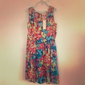 Pink Rose floral dress with open back